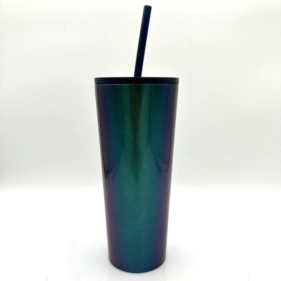 NEW Starbucks 2021 Iridescent Green Blue Metallic Stainless Steel Tumbler 18 oz - Picture 4 of 7